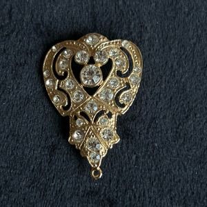 Vintage Art Nouveau Pendant Gold Filigree Rhinestones